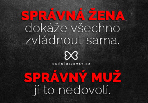 Správná žena dokáže všechno zvládnout sama. Správný muž jí to nedovolí.
